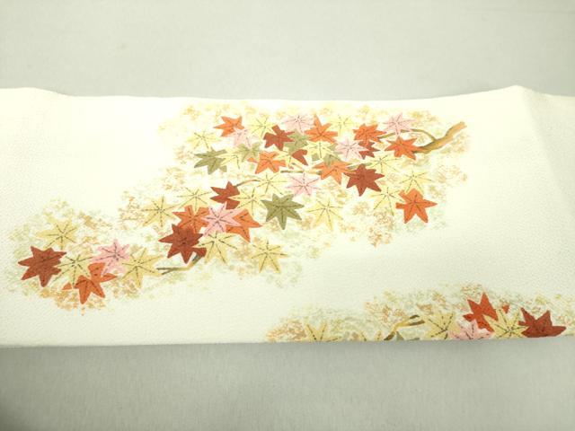 平和屋着物●つけ帯 楓文 鬼しぼ縮緬 正絹 逸品 DAAU5545ps