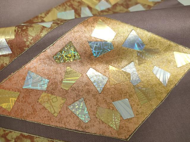 平和屋着物●つけ帯 菱文 箔散らし 金銀彩 正絹 逸品 DAAU5548ps