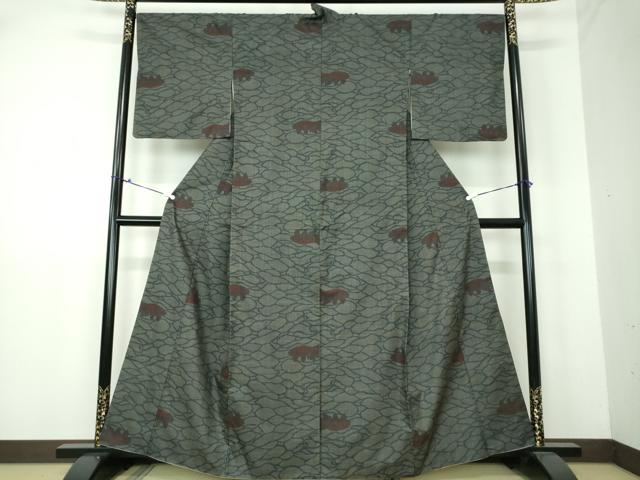 平和屋着物●本場大島紬 7マルキ 抽象文様 正絹 逸品 DAAU5583ps