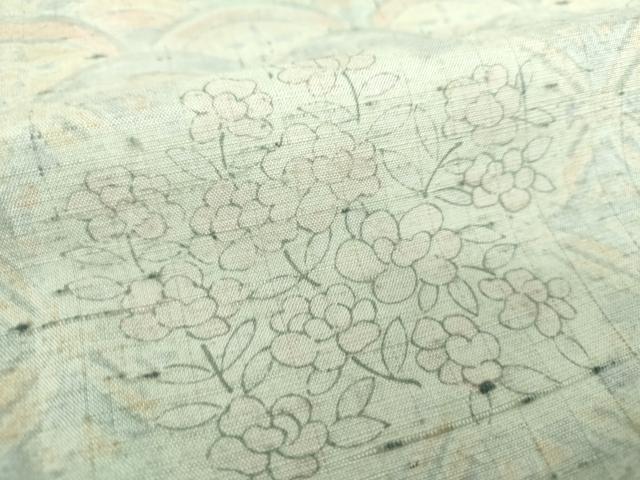 平和屋着物●上質な紬 手描き 吉祥花文 正絹 逸品 DAAU5585ps