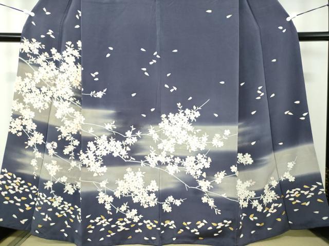 平和屋着物●訪問着 駒刺繍 枝桜 暈し染め 金彩 鈴乃屋扱い 正絹 逸品 DAAU5601ps
