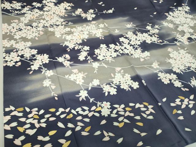 平和屋着物●訪問着 駒刺繍 枝桜 暈し染め 金彩 鈴乃屋扱い 正絹 逸品 DAAU5601ps