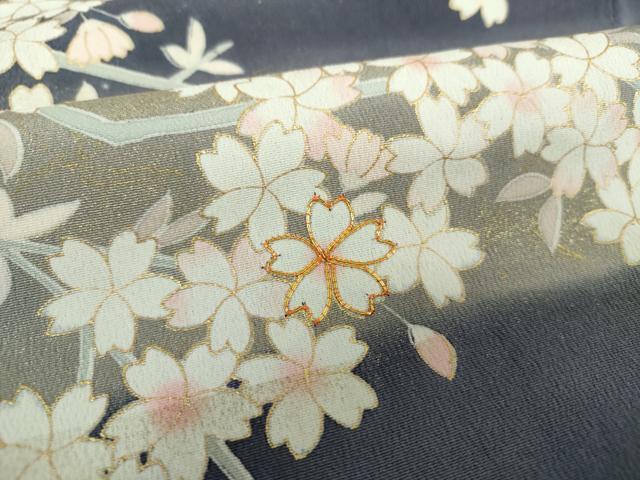平和屋着物●訪問着 駒刺繍 枝桜 暈し染め 金彩 鈴乃屋扱い 正絹 逸品 DAAU5601ps