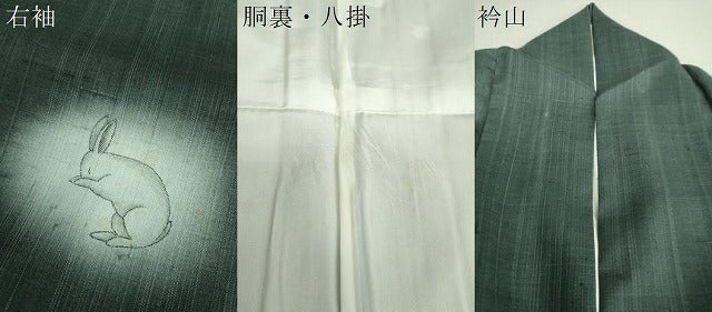平和屋着物●訪問着 紬地 手描き 兎 正絹 逸品 DAAU5633ps