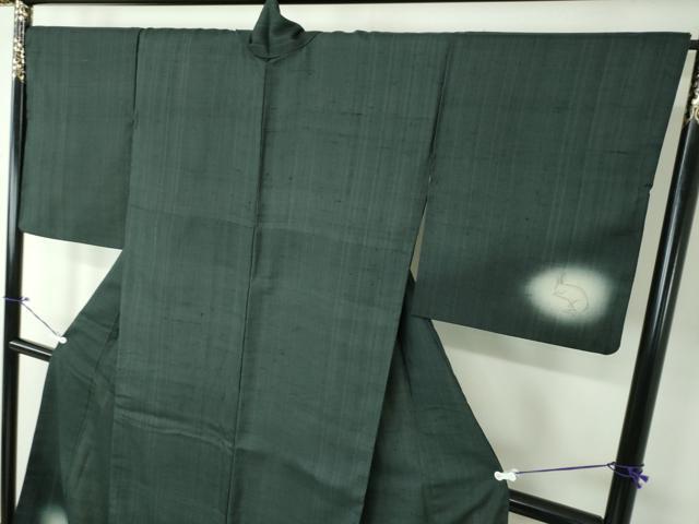 平和屋着物●訪問着 紬地 手描き 兎 正絹 逸品 DAAU5633ps