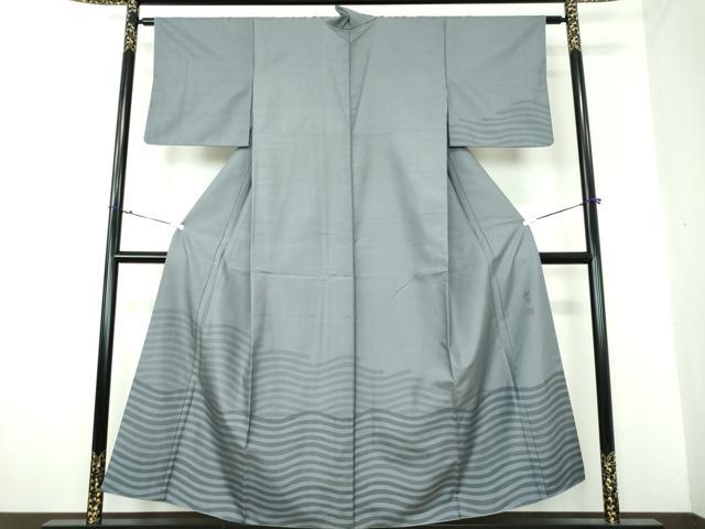 平和屋着物●染色作家 寺島利男 訪問着 紬地 霞文 正絹 逸品 DAAU5652ps