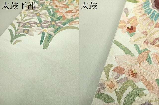平和屋着物●爪掻き本綴れ 太鼓柄袋帯 鳳凰花文 金銀糸 正絹 逸品 未使用 DAAU5660ps