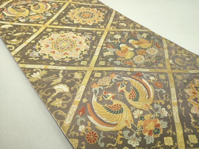 平和屋着物●西陣の名門 本家加納 六通柄袋帯 唐織 正倉院花鳥文 金糸 正絹 逸品 DAAU5664ps