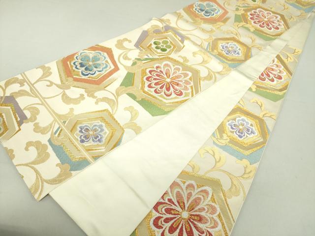 平和屋着物●西陣 川島織物 六通柄 本袋帯 亀甲花文 金銀糸 正絹 逸品 DAAU5676ps