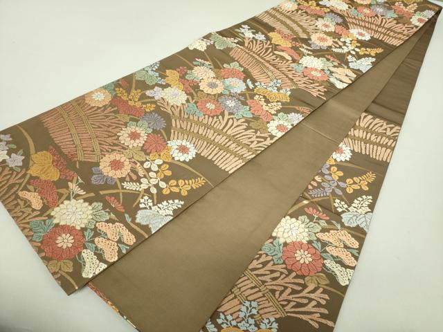 平和屋着物●六通柄袋帯 唐織 柴垣に菊桐文 金糸 正絹 逸品 DAAU5738ps