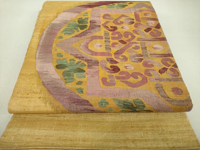 平和屋着物●太鼓柄袋帯 紬地 花丸文 正絹 逸品 DAAU5757ps