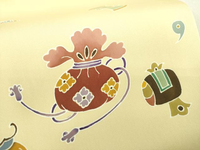 平和屋着物●塩瀬 九寸名古屋帯 宝尽くし 正絹 逸品 未使用 DAAU5775ps