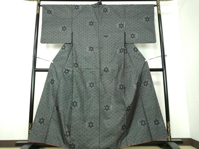 平和屋着物●本場大島紬 7マルキ 麻の葉文様 正絹 逸品 DAAU5780ps