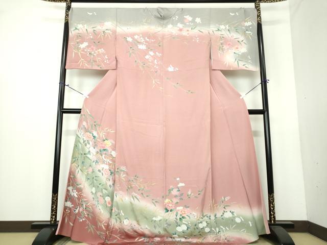 平和屋着物●訪問着 枝花文 暈し染め 金銀彩 正絹 逸品 DAAU5792ps