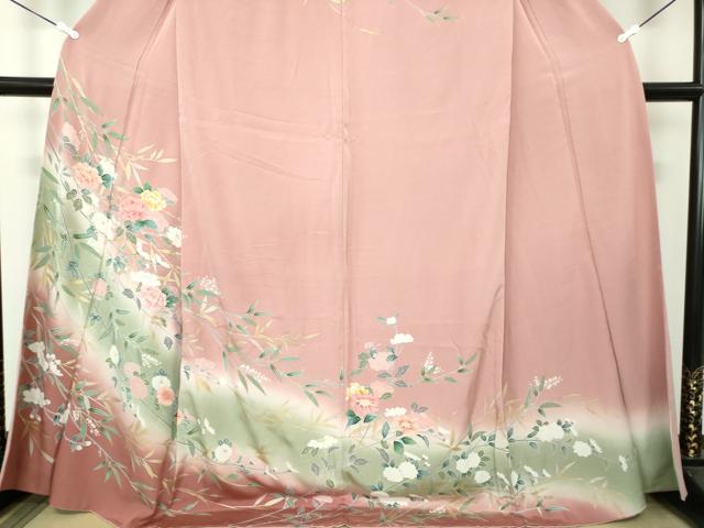 平和屋着物●訪問着 枝花文 暈し染め 金銀彩 正絹 逸品 DAAU5792ps