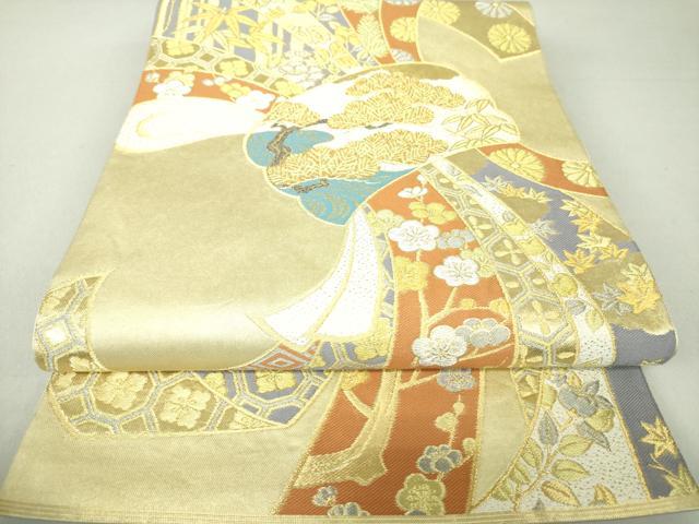 平和屋着物●西陣 川島織物 六通柄 本袋帯 束ね熨斗吉祥花文 本金箔 正絹 逸品 DAAU5921ps