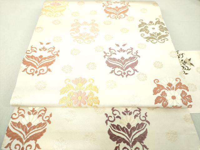 平和屋着物●九寸名古屋帯 唐織 吉祥花文 金糸 正絹 逸品 DAAU5957ps