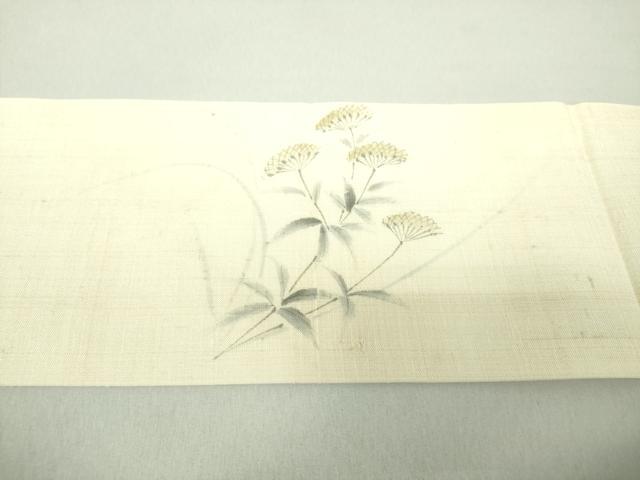 平和屋着物*夏物 九寸名古屋帯 生紬 手描き 秋草文 正絹 逸品 DAAU5960ps