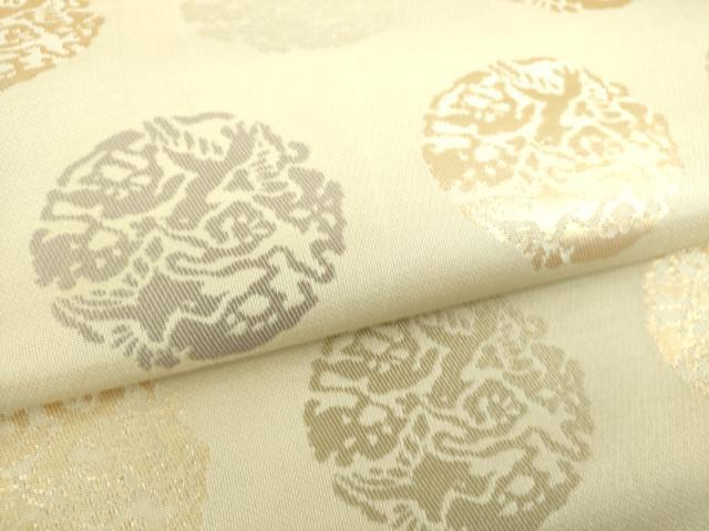 平和屋着物●全通柄袋帯 花鳥丸文 金糸 正絹 逸品 DAAU5994ps
