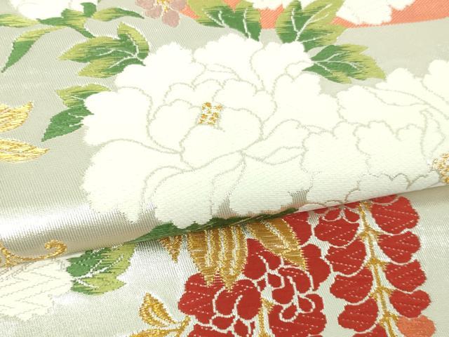 平和屋着物▼六通柄袋帯 唐織 草花文 金銀糸 正絹 逸品 DAAU6229sf