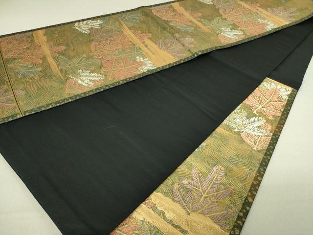 平和屋着物▼六通柄袋帯 松葉文 本うるし箔 金糸 正絹 逸品 DAAU6306sf
