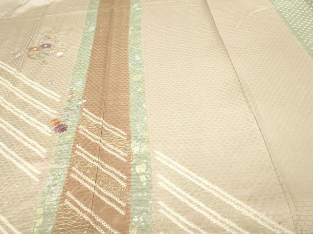 平和屋着物▽訪問着 単衣 刺繍 絞り 花籠文 金銀彩 正絹 逸品 DAAU6372sf