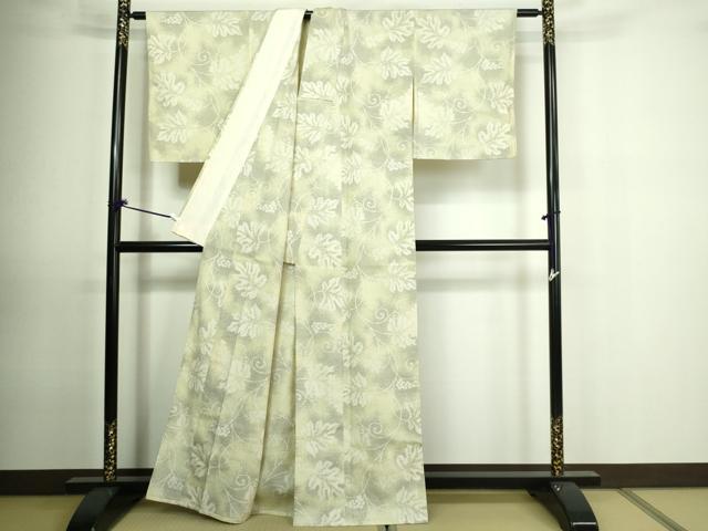 平和屋着物▽本塩沢 単衣 唐草文 正絹 逸品 DAAU6373sf