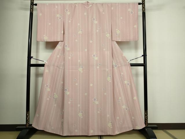 平和屋着物▽小紋 単衣 草花文 洗える着物 DAAU6380sf