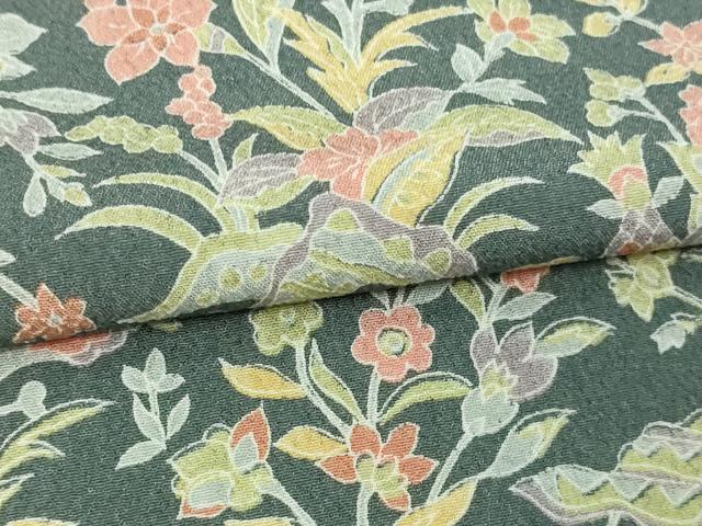 平和屋着物▽小紋 単衣 草花文 洗える着物 DAAU6384sf