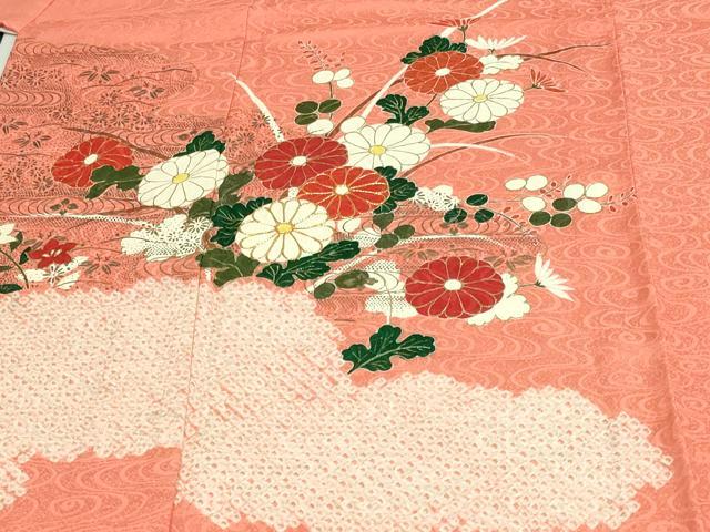 平和屋着物▽訪問着 単衣 駒刺繍 絞り 草花文 金彩 正絹 逸品 DAAU6386sf