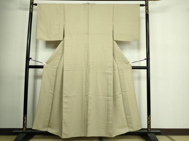 平和屋着物▽色無地 単衣 紗綾形地紋 薄卵色 洗える着物 DAAU6388sf