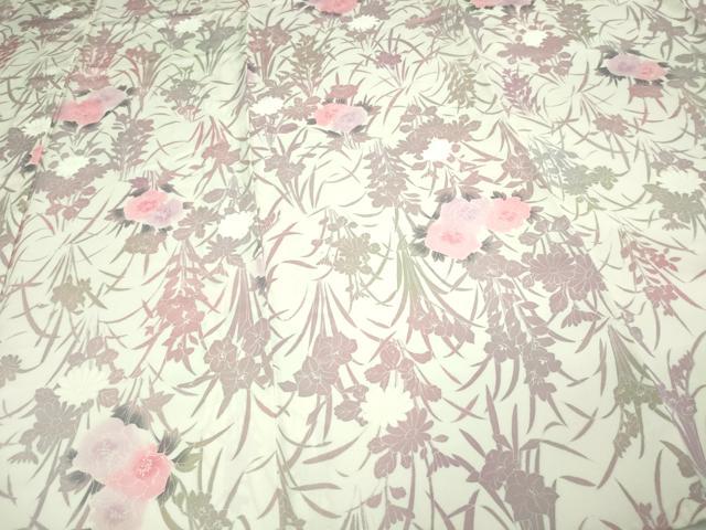 平和屋着物▽上質な小紋 単衣 草花文 正絹 逸品 DAAU6389sf 