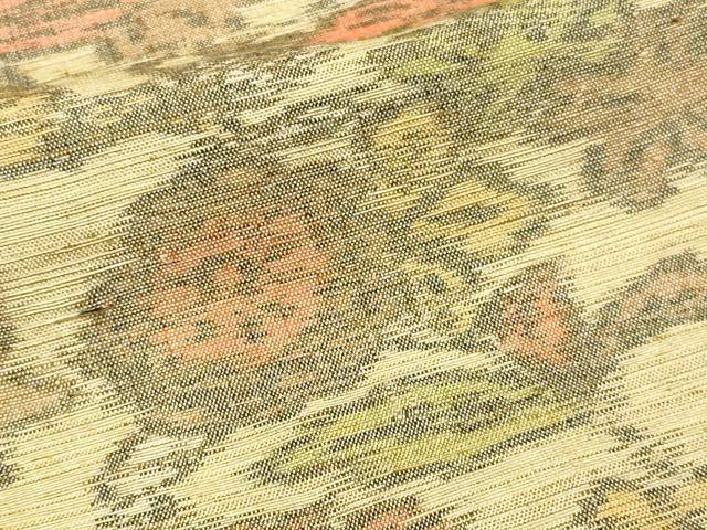 平和屋着物▽上質な紬 単衣 草花文 正絹 逸品 DAAU6394sf