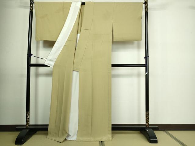 平和屋着物▽上質な色無地 単衣 利休茶色 正絹 逸品 DAAU6401sf