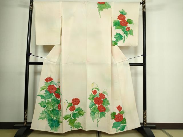 平和屋着物▽訪問着 単衣 手描き 草花文 暈し染め 正絹 逸品 DAAU6403sf