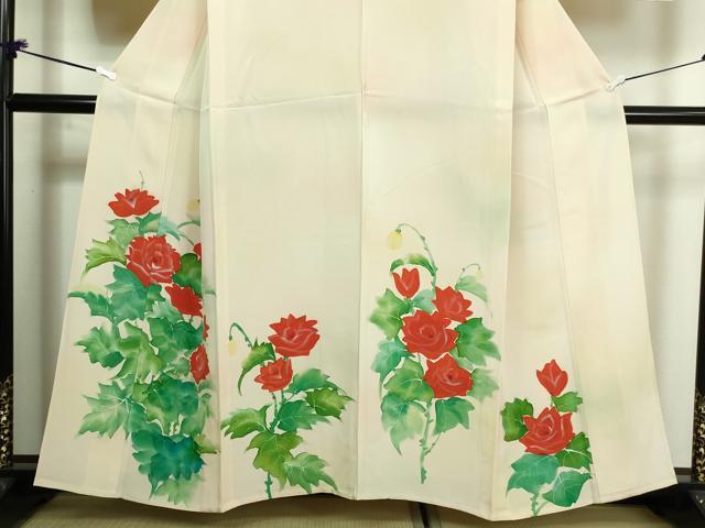 平和屋着物▽訪問着 単衣 手描き 草花文 暈し染め 正絹 逸品 DAAU6403sf