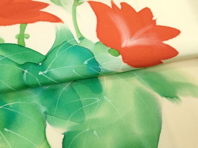 平和屋着物▽訪問着 単衣 手描き 草花文 暈し染め 正絹 逸品 DAAU6403sf