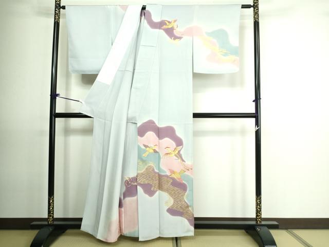 平和屋着物▽訪問着 単衣 駒刺繍 鳳凰文 暈し染め 金彩 正絹 逸品 DAAU6413sf