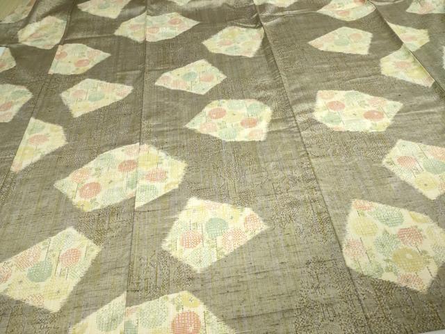 平和屋着物▽上質な紬 単衣 牡丹 正絹 逸品 DAAU6414sf