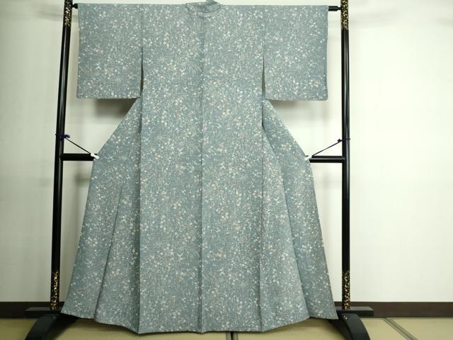 平和屋着物▽上質な小紋 単衣 花蝶文 正絹 逸品 DAAU6424sf