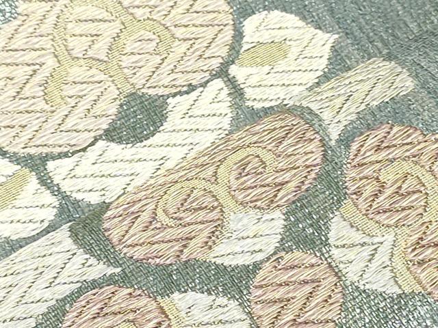 平和屋着物▽六通柄袋帯 スリーシーズン 春夏秋 京の名工 市松更紗花菱文 金糸 正絹 逸品 DAAU6561ob