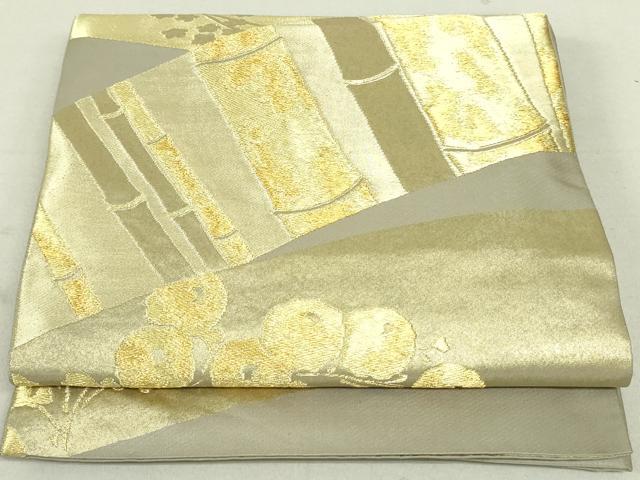 平和屋着物▼六通柄袋帯 枝花竹文 金糸 正絹 逸品 DAAU6566ob