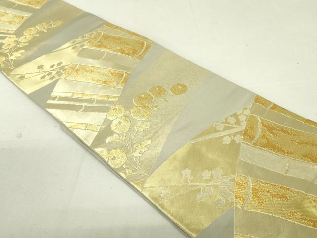 平和屋着物▼六通柄袋帯 枝花竹文 金糸 正絹 逸品 DAAU6566ob