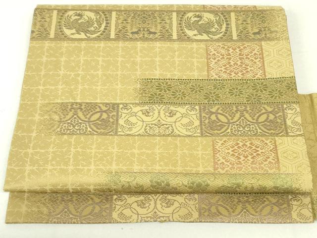 平和屋着物●九寸名古屋帯 鳳凰花唐草横段文 正絹 逸品 DAAU6600ob