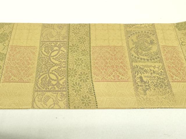 平和屋着物●九寸名古屋帯 鳳凰花唐草横段文 正絹 逸品 DAAU6600ob