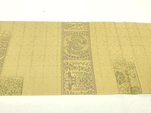 平和屋着物●九寸名古屋帯 鳳凰花唐草横段文 正絹 逸品 DAAU6600ob