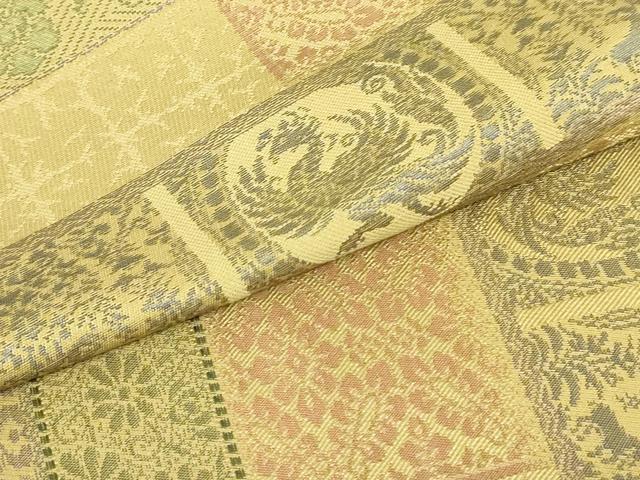 平和屋着物●九寸名古屋帯 鳳凰花唐草横段文 正絹 逸品 DAAU6600ob