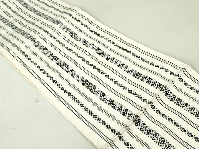 平和屋着物●本場筑前博多織 八寸名古屋帯 献上 生成り色 正絹 逸品 DAAU6619ob