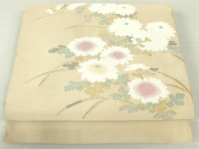 平和屋着物●爪掻き本綴れ 八寸名古屋帯 草花文 金銀糸 正絹 逸品 DAAU6634ob