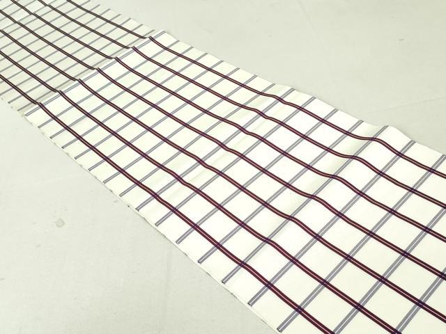平和屋着物●本場筑前博多織 八寸名古屋帯 格子 正絹 逸品 DAAU6727ob
